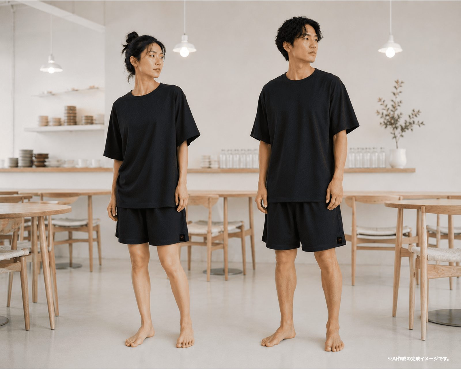 館内着の着用イメージ（1階ラウンジ）
